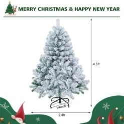 Costway 4.5ft Pre-Lit Premium Snow Flocked Hinged Artificial Christmas Tree W/150 Lights -Northlight Decor Sale GUEST b9db99e2 9750 47a2 aaa0 3ef08435db2b