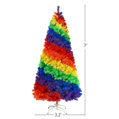 Costway 7FT Artificial Hinged Colorful Rainbow Full Fir Christmas Tree With 1213 Tips 5 Costway 7FT Artificial Hinged Colorful Rainbow Full Fir Christmas Tree With 1213 Tips - Image 3