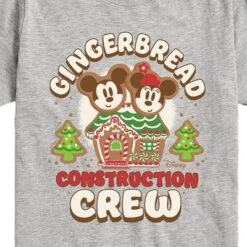 Boys' - Disney - Mickey And Minnie Gingerbread Construction Crew Christmas Short Sleeve Graphic T-Shirt