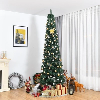 Costway 9FT Pencil Christmas Tree Slim Xmas Tree For Indoor Outdoor Decoration Green 3 Costway 9FT Pencil Christmas Tree Slim Xmas Tree For Indoor Outdoor Decoration Green