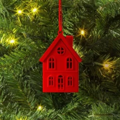 Christmas Metal Red House Ornament - Wondershop™