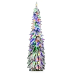 Costway 4 FT/5FT/6FT Pre-Lit Slim Christmas Tree Flocked Xmas Decoration 11 Modes 100 LED Lights -Northlight Decor Sale GUEST bc597454 51fc 4832 9dd5 cd0173716c62