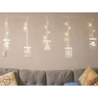5 Star Super Deals 5 Christmas Window Light Decoration 3D LED Acrylic Hanging Decor W/ Icicle Strings - Santa, Snowflake, Snowman,Tree & Jingle Bells 7 5 Star Super Deals 5 Christmas Window Light Decoration 3D LED Acrylic Hanging Decor W/ Icicle Strings - Santa, Snowflake, Snowman,Tree & Jingle Bells - Image 5