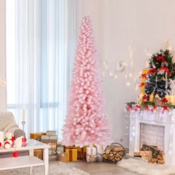 Costway 5/6/7/8 FT Artificial Pink Christmas Tree With 328/460/635/1000 Branch Tips Folding Metal Stand -Northlight Decor Sale GUEST be773f33 c51b 49b3 90c5 e11e7c43d770