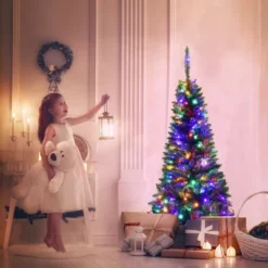 Costway 4.56.57.5ft Pre-Lit Hinged Pencil Christma Multicolor Lights 17 Costway 4.56.57.5ft Pre-Lit Hinged Pencil Christma Multicolor Lights -Northlight Decor Sale GUEST c44870e3 7f05 4521 b74f 9f666bed9eca