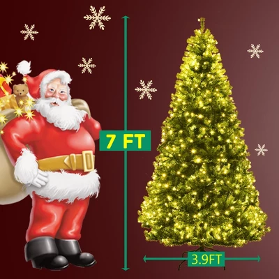 Costway 7Ft Prelit Christmas Tree, Hinged Xmas Tree With 500 Multi-Color, Warm White LED Lights, 1570 PVC Branch, 11 Lighting Modes, Metal Stand 8 Costway 7Ft Prelit Christmas Tree, Hinged Xmas Tree With 500 Multi-Color, Warm White LED Lights, 1570 PVC Branch, 11 Lighting Modes, Metal Stand - Image 6