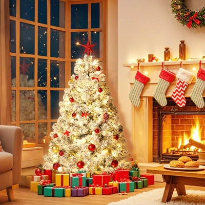 4.5/6/7.5/9/12FT Pre-Lit Artificial Christmas Tree With LEDs, PVC Branch Tips & Metal Stand - Easy Assembly Xmas Tree For Home Office Decor 3 4.5/6/7.5/9/12FT Pre-Lit Artificial Christmas Tree With LEDs, PVC Branch Tips & Metal Stand - Easy Assembly Xmas Tree For Home Office Decor