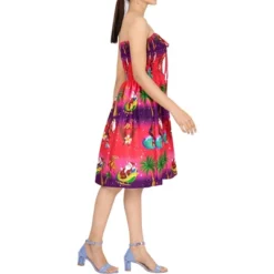LA LEELA Women's Casual Beach Christmas A Line Slit Mini Dresses Tube Top Short Strapless Santa Dress For Women One Size Pink Santa Reindeer Sleigh -Northlight Decor Sale GUEST c5a13d2f 3fb9 4639 a2b0 1a5e16c96fad