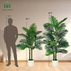 VIVATREES 5FT 6FT Areca Palm Artificial Golden Cane Palm Tree Palm Faux Plant With White Square Pot For Home Office Decor Interior Outdoor Decoration -Northlight Decor Sale GUEST c6b0c50d 4bc4 405b a33e 48b11ea20692