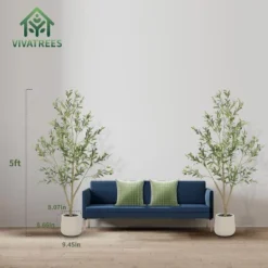 5FT 6FT 7FT Artificial Olive Tree Faux Olive Plant Realistic Leaves Silk Tree With White Pot For Home Office Decor, Interior Outdoor Decoration -Northlight Decor Sale GUEST c8613d0a 59aa 41be bf1d e45fed45d3c2