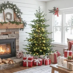 LuxenHome 6Ft Pre-Lit Artificial Fir Christmas Tree, Green Branches With Warm Lights & Metal Stand -Northlight Decor Sale GUEST c9d14276 49d8 4798 a0b1 e3580a6dc8fd