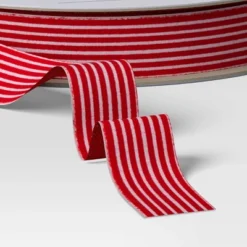 18' Christmas Fabric Ribbon Velvet Red/White Stripes - Wondershop™ -Northlight Decor Sale GUEST ca3aedcf 2c51 4a65 98b3 616cf1c20b2d