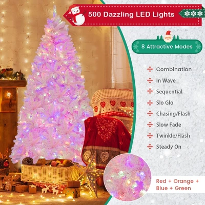 Costway 7 FT Flocked Artificial Christmas Tree Hinged With 500 LED Lights 1200 Branch Tips 7 Costway 7 FT Flocked Artificial Christmas Tree Hinged With 500 LED Lights 1200 Branch Tips - Image 5