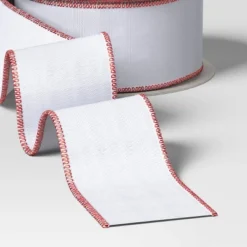 30' Christmas Fabric Ribbon White With Red Edge - Wondershop™ -Northlight Decor Sale GUEST ce2d39e7 fc53 4366 bdd3 09384b8611d3