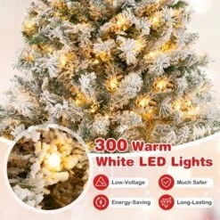 Costway 6 FT/7FT/8FT Pre-Lit Christmas Tree 3-Minute Quick Shape Flocked Decor With 300/450/600 LED Lights 19 Costway 6 FT/7FT/8FT Pre-Lit Christmas Tree 3-Minute Quick Shape Flocked Decor With 300/450/600 LED Lights -Northlight Decor Sale GUEST cf19f28d ca5f 40c5 975a 7b8e1252c036