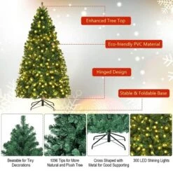 Costway 7Ft/7.5Ft/8Ft Pre-Lit PVC Christmas Tree Hinged 300/400/430 Lights -Northlight Decor Sale GUEST cf6e7d7f 34d9 4850 b3ed dded3ba5009c