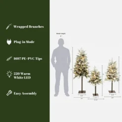 LuxenHome 3-Piece Pre-Lit Snowy Branches Artificial Christmas Tree Set With Metal Base Green 14 LuxenHome 3-Piece Pre-Lit Snowy Branches Artificial Christmas Tree Set With Metal Base Green -Northlight Decor Sale GUEST cfa006ec 2749 4d57 944c b43f22bbe13a