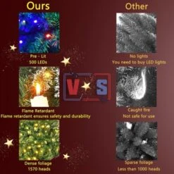 Costway 7Ft Prelit Christmas Tree, Hinged Xmas Tree With 500 Multi-Color, Warm White LED Lights, 1570 PVC Branch, 11 Lighting Modes, Metal Stand 10 Costway 7Ft Prelit Christmas Tree, Hinged Xmas Tree With 500 Multi-Color, Warm White LED Lights, 1570 PVC Branch, 11 Lighting Modes, Metal Stand -Northlight Decor Sale GUEST d0ab3014 fe57 4d0f b3df 9da2a15f070a