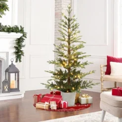 LuxenHome 5.5Ft Pre-Lit Artificial Fir Christmas Tree, Realistic Green Branches & Decorative Planter -Northlight Decor Sale GUEST d40dcc86 872d 488c ab0e b121b8ed78d2