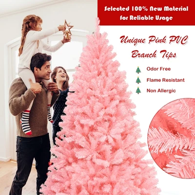 Costway 6Ft Hinged Artificial Christmas Tree Full Fir Tree New PVC W/ Metal Stand Pink 9 Costway 6Ft Hinged Artificial Christmas Tree Full Fir Tree New PVC W/ Metal Stand Pink - Image 7