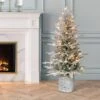 4.5ft Pre-Lit Potted Flocked Scandinavian Fir Artificial Christmas Tree - Puleo: Indoor/Outdoor Use, Easy Setup -Northlight Decor Sale GUEST d5bd53ae 477a 4997 9b3f 501934236a83