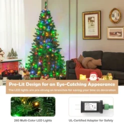 Costway 6FT/7FT Pre-Lit Hinged Christmas Tree With 260/350 Multi-Color Lights & 3-Minute Quick Shape No Fluffing Required -Northlight Decor Sale GUEST d5e21079 1b82 48cd b062 c2907f3f0bf4