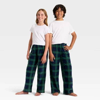 Kids' Plaid Microfleece Holiday Matching Family Pajama Pants - Wondershop™ Navy Blue 6 Kids' Plaid Microfleece Holiday Matching Family Pajama Pants - Wondershop™ Navy Blue - Image 4