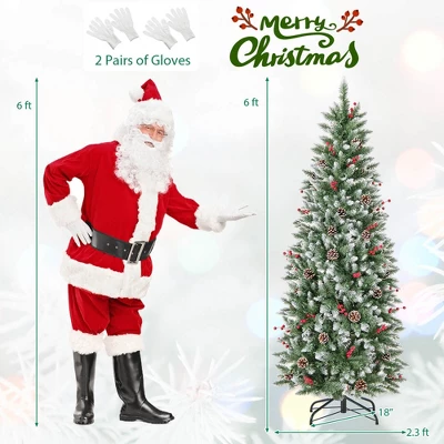 Costway 6 FT Pre-Lit Artificial Christmas Tree With 618 Snowy Branch Tips 280 LED Lights 4 Costway 6 FT Pre-Lit Artificial Christmas Tree With 618 Snowy Branch Tips 280 LED Lights - Image 2