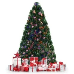 Costway 6Ft Pre-Lit Fiber Optic PVC Christmas Tree Metal Holiday -Northlight Decor Sale GUEST da7fb3b9 7cc9 4178 a5a8 b6ae4cac9149