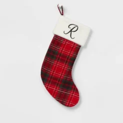 20" Plaid Monogram Christmas Holiday Stocking With Faux Fur Cuff Red/Green/White - Wondershop™ -Northlight Decor Sale GUEST dc6fb59a fe9e 4561 9fc5 074aab477fc8