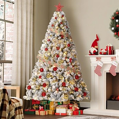 4.5/6/7.5/9/12FT Pre-Lit Artificial Christmas Tree With LEDs, PVC Branch Tips & Metal Stand - Easy Assembly Xmas Tree For Home Office Decor 12 4.5/6/7.5/9/12FT Pre-Lit Artificial Christmas Tree With LEDs, PVC Branch Tips & Metal Stand - Easy Assembly Xmas Tree For Home Office Decor - Image 10