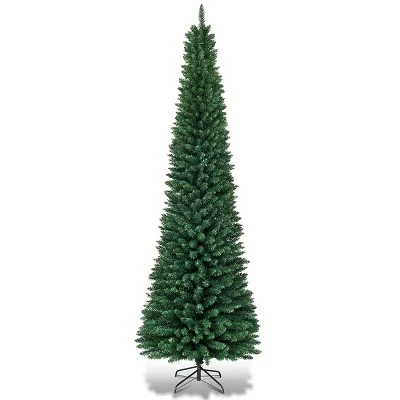 Costway 9FT Pencil Christmas Tree Slim Xmas Tree For Indoor Outdoor Decoration Green 6 Costway 9FT Pencil Christmas Tree Slim Xmas Tree For Indoor Outdoor Decoration Green - Image 4