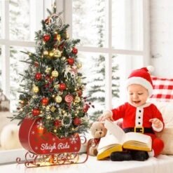 Homfan Pre-installed Lighted Christmas Tree, Snowflake Christmas Tree, Sleigh Base, Artificial Christmas Tree For Home Decoration 12 Homfan Pre-installed Lighted Christmas Tree, Snowflake Christmas Tree, Sleigh Base, Artificial Christmas Tree For Home Decoration -Northlight Decor Sale GUEST df849bc7 4eeb 4f6a bacc 628cfc751849