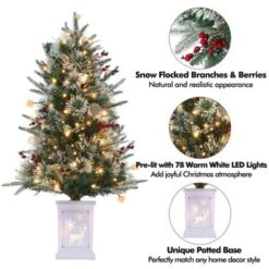 3ft Small Christmas Tree Pre-Lit Artificial Christmas Tree With 78 Led Lights, Snow Flocked Xmas Tree W/Base, Timer Function, Battery Operated -Northlight Decor Sale GUEST e257eb45 f6d2 49d7 a3c5 b9a15262e0f2