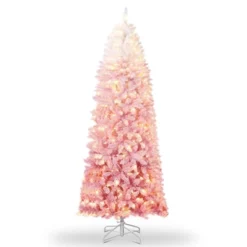 Prelit Ombre Christmas Tree With 230 LED Lights, Flocked Branches, Easy Setup - For Home, Office, Party Decor