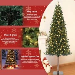 6/7.5FT Pre-Lit Pencil Christmas Tree, Slim Artificial Alpine Tree With LED Lights, Metal Stand, Skinny Holiday Decor For Room, Apartment, Office -Northlight Decor Sale GUEST e3a834bb b279 4bdb b236 a2568ff93040