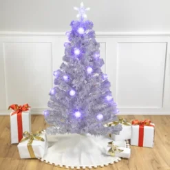 Northlight Pre-Lit Medium Color Changing Fiber Optic Artificial Christmas Tree - 4' - White - Blue LED Lights