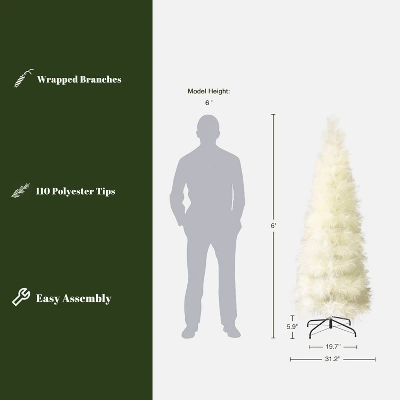 LuxenHome 6Ft Holiday Slim Artificial Pampas Grass Tree In Natural Ivory Beige 4 LuxenHome 6Ft Holiday Slim Artificial Pampas Grass Tree In Natural Ivory Beige - Image 2