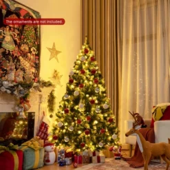 Costway 6ft7.5ft9ft Pre-lit Snowy Christmas Tree 81813982058 Tips W/ Pine Cones & Red Berries -Northlight Decor Sale GUEST e71a1bf0 8e52 4c1e 9abb 23adcc7a7010