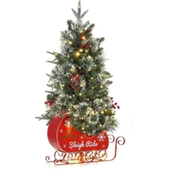 Christmas Tree With 85 Lights, Pre-Lit Artificial Mini Christmas Tree With 8 Mode Includes Red Berries & Sleigh Base For Front Door, Porch -Northlight Decor Sale GUEST e78de624 6114 4339 a0e0 6c624400ad0b