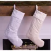 White And Silver Christmas Stocking – Soft Plush Fabric – Handmade In Minnesota By MerryStockings -Northlight Decor Sale GUEST e919428f b3ca 4b46 ac7d 84d115edf036
