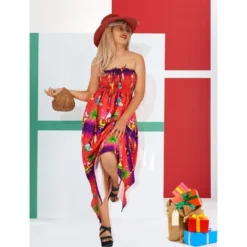 LA LEELA Women's Casual Beach Christmas Tree A Line Slit Maxi Dresses Tube Top Evening Long Strapless Santa Dress For Women -Northlight Decor Sale GUEST e9a434fb 8e01 4b85 8fa7 64246f10cdf7