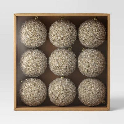 9ct Christmas Tinsel Ball Champagne - Wondershop™ 4 9ct Christmas Tinsel Ball Champagne - Wondershop™ - Image 2