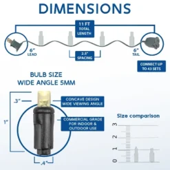 Novelty Lights 11 Feet Long, 50 Mini Black Wire Christmas Lights, End To End Connectable, UL Listed For Indoor/Outdoor Use