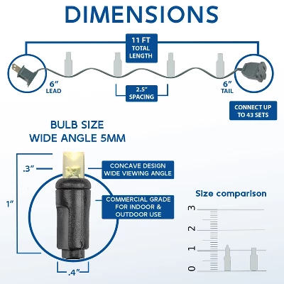 Novelty Lights 11 Feet Long, 50 Mini Black Wire Christmas Lights, End To End Connectable, UL Listed For Indoor/Outdoor Use 3 Novelty Lights 11 Feet Long, 50 Mini Black Wire Christmas Lights, End To End Connectable, UL Listed For Indoor/Outdoor Use