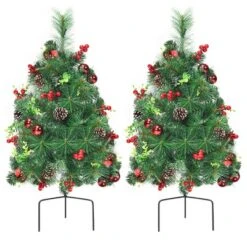 Costway Set Of 2 Pre-lit Christmas Trees 24in Battery Powered Pathway Outdoor Decoration -Northlight Decor Sale GUEST ec47fae6 8152 4c3a b7bb 10b5ed23dfac