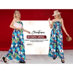 HAPPY BAY Women's A Line Slit Maxi Casual Beach Vacation Dress Tube Top Long Strapless Christmas Holiday Dresses For Women L-XL Blue Palm Tree -Northlight Decor Sale GUEST ec785a8e f4a0 4dec 9685 f68695358678