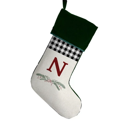 Personalization Mall Festive Foliage Initial Christmas Stocking, Green 17 Personalization Mall Festive Foliage Initial Christmas Stocking, Green - Image 15