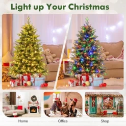 Costway 5/6/7 FT Pre-Lit Christmas Tree Hinged With 250/350/470 Multi-color Lights -Northlight Decor Sale GUEST eda28979 d708 4504 a533 cf63446db56b
