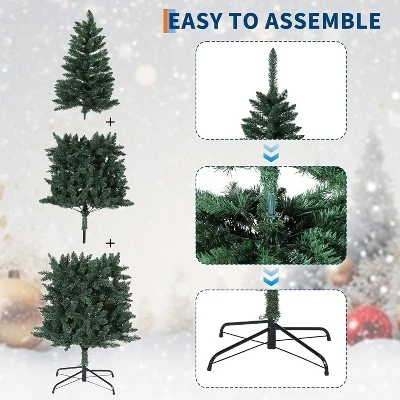6/7.5/9/12ft Pencil Artificial Christmas Tree With LED Lights, Mixed PVC Flocked, Slim Prelit Tree, Easy Assembly, Indoor Outdoor Holiday Decoration 5 6/7.5/9/12ft Pencil Artificial Christmas Tree With LED Lights, Mixed PVC Flocked, Slim Prelit Tree, Easy Assembly, Indoor Outdoor Holiday Decoration - Image 3
